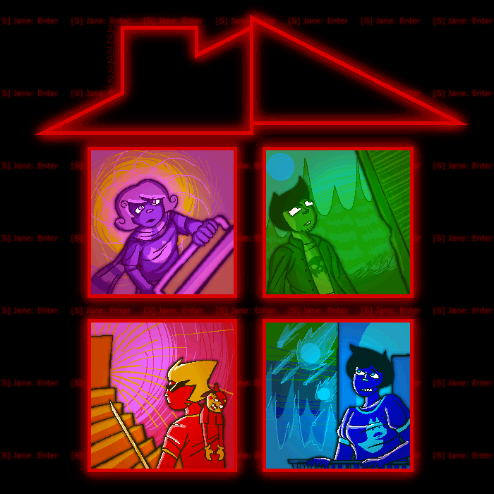 A slightly abstract redrawing of various frames from the [S] Jane: Enter. flash animation, all showcasing each of the Alpha kids.